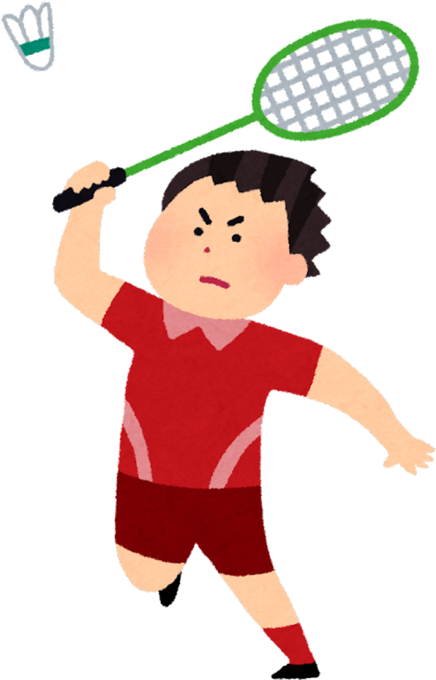 Illustration of Badminton Player Hitting a Shuttlecock